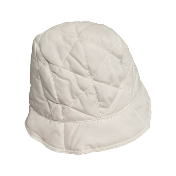 Womens White Quilted Bucket Cap Hat