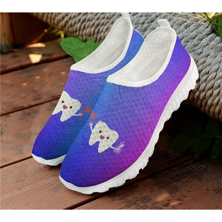 

FORUDESIGNS Cute Cartoon Toothbrush Pattern Women Slip On Sneakers Teeth/Dental/Dentist Ladies Shoes Casual Summer Femalel+Shoes