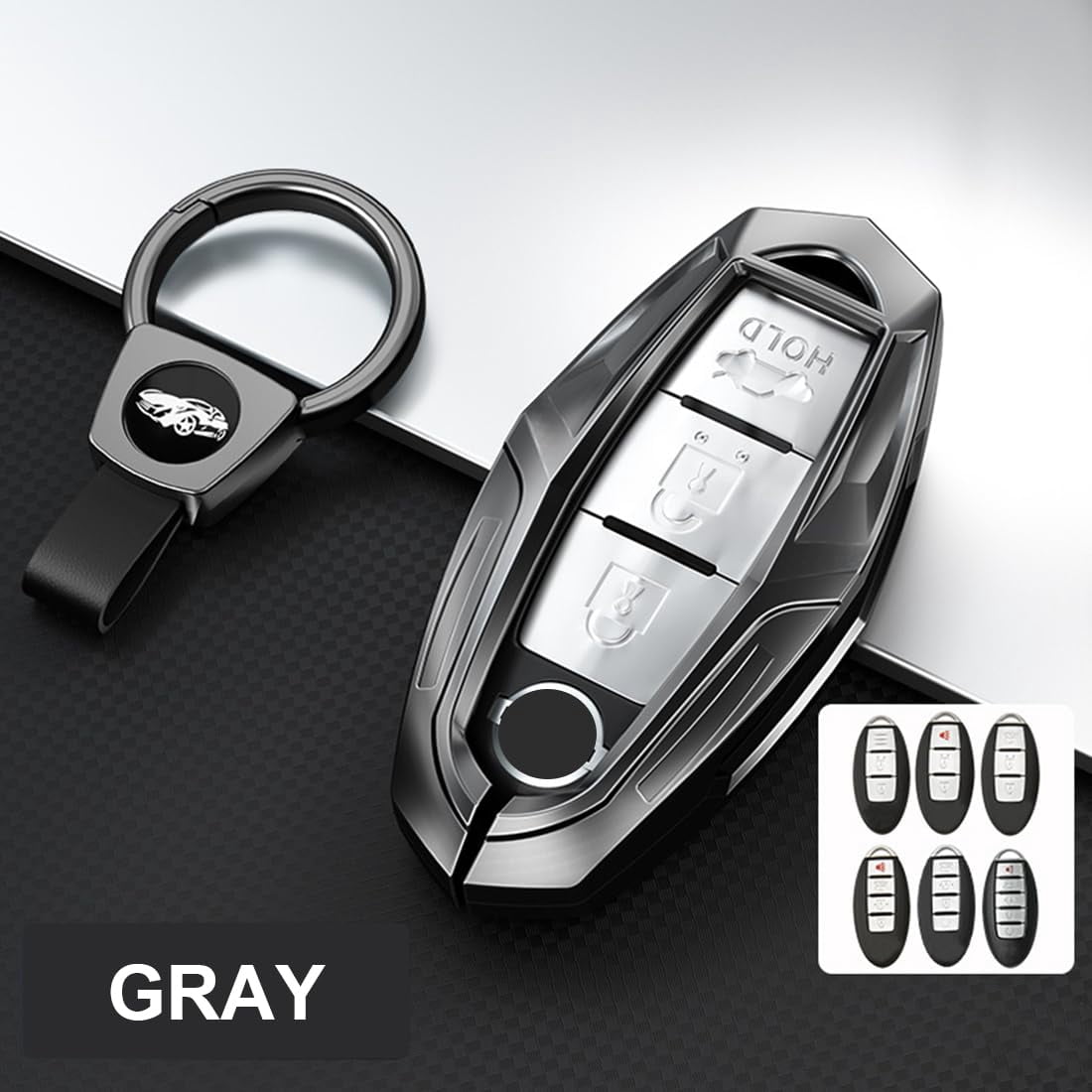 Key Cover Case, Zinc Alloy Smart Remote Key Fob Case Holder Shell Accessories Compatible for Nissan Altima Maxima Rogue Armada Pathfinder Infiniti