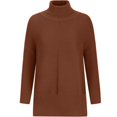 thumbnail image 4 of Knit Tops for Women Oversized Ribbed Turtleneck Batwing Sleeve Side Slit Hem Loose Fall Warm Soft Knit Long Length Tunic Sweater Casual Everyday Oversized Pullover Coffee M, 4 of 5
