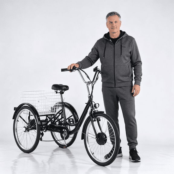 Electric Tricycle for Adults, 24 Inch 700W 3 Wheel Trike, 36V 13AH Battery, Up to 40 Miles with Basket