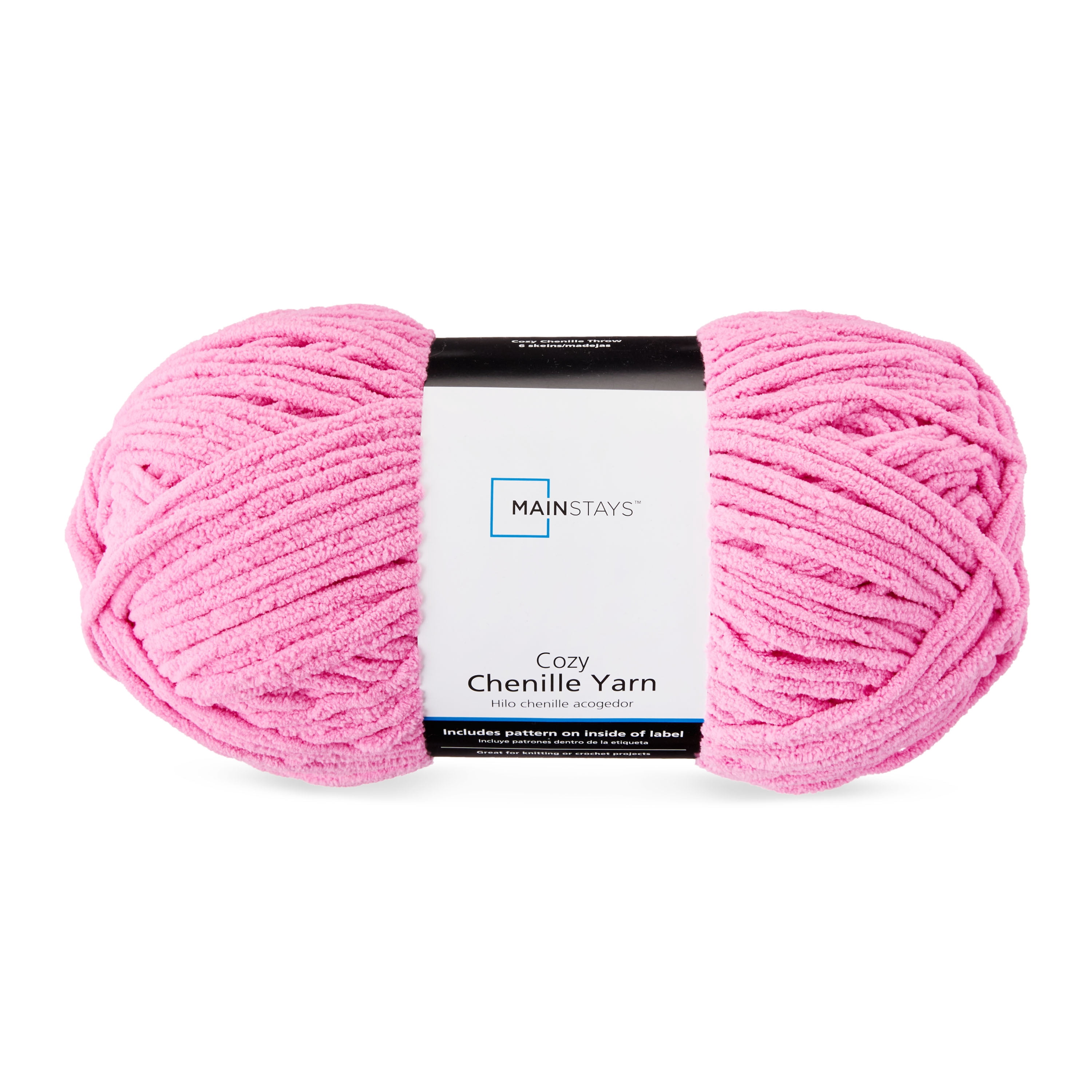 Mainstays Cozy Chenille, Bulky, 100% Polyester, Yarn, Aurora Pink, 220 yd, Pack of 4