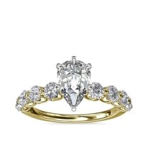 1.00 Ct Brilliant Pear Cut Natural Diamond Pear Solitaire with Accents Engagement Ring for her Solid 14K Yellow Gold Size 5.5