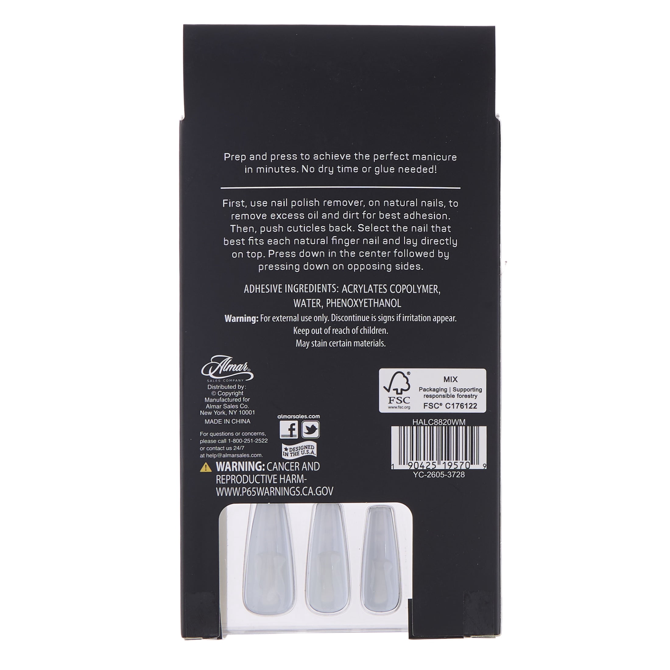 Expressions 24-Pack Self Adhesive Halloween Press-On Nails - Bones