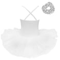 thumbnail image 2 of Sinleey Kids Girls Swan Lake Ballet Dance Performance Camisole Skirted Leotard Dress with Hair Tie White 4-5, 2 of 7