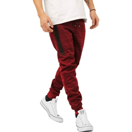 Ma Croix Mens Modern Jogger Pants with Zipper Pockets Solid Slim Fit Casual Brushed Sweatpants