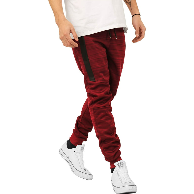 Ma Croix Mens Modern Jogger Pants with Zipper Pockets Solid Slim Fit Casual  Brushed Sweatpants
