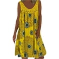 thumbnail image 3 of Vestido de playa de verano para mujer 2024 vintage estampado floral sin mangas cuello redondo vestidos sueltos plisados vestido de playa fluido, 3 of 5