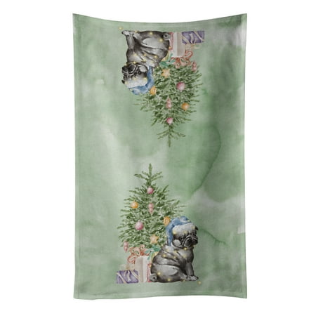 

Christmas Black Pug Puppy Kitchen Towel 15 in x 25 in