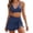 Navy, variant on Women's 2 Piece Bikini Set V Neck Swim Top with Ruched Drawstring Ruffle Skirted Slimming Bathing Suit (XL, Red)
