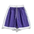 thumbnail image 2 of Men's Color Block Quick Dry Shorts 7-Inch, Elastic Waist Drawstring Casual Baggy Swim Trunks with Side Pockets, Lightweight Breathable Summer Beach Shorts Purple, 2 of 5