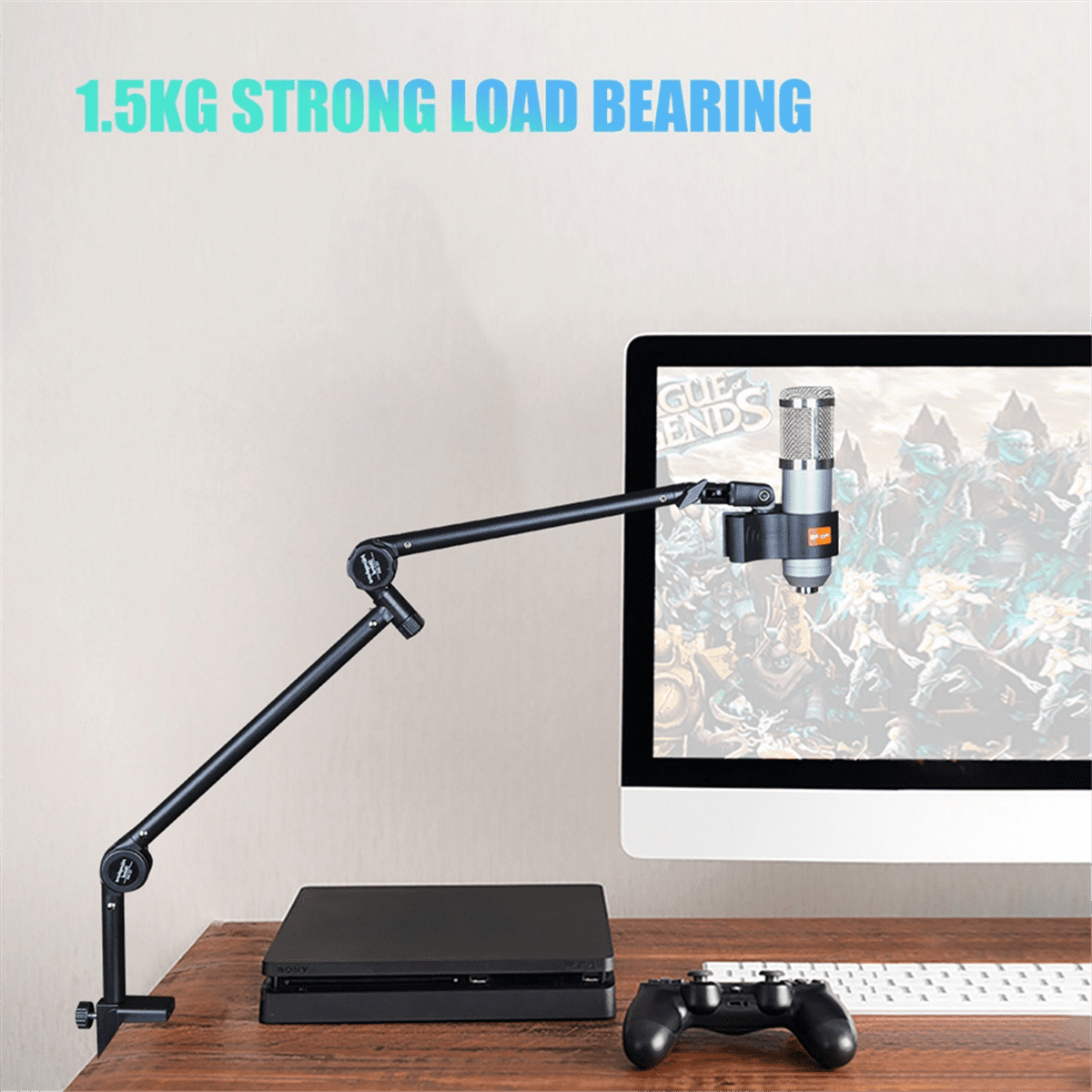 Foldable Recording Microphone Holder Suspension Boom Scissor Arm Stand Holder with Mic Clip Table Mounting Clamp