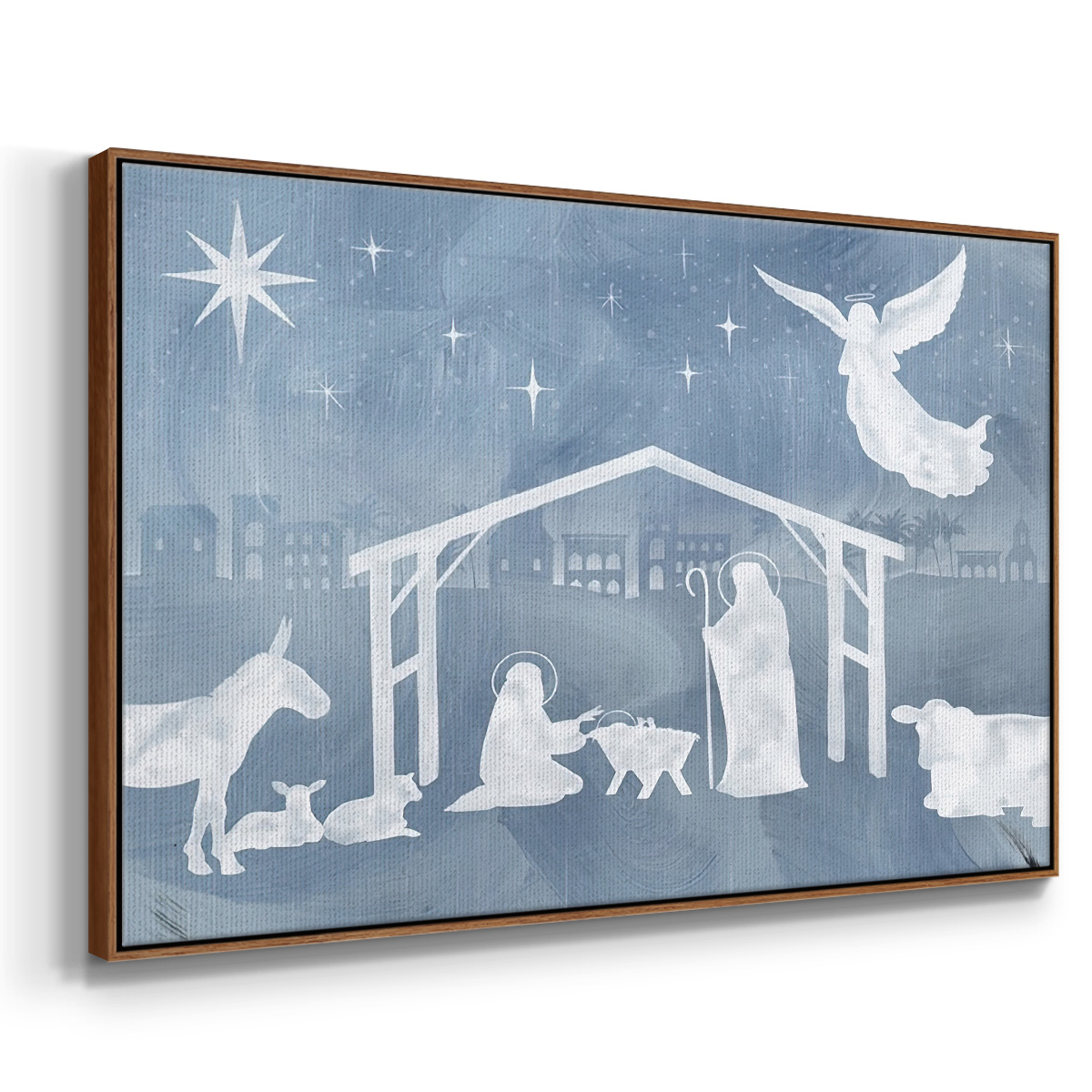 Star of Bethlehem Collection A - Framed Gallery Wrapped Holiday Canvas - 17 x 25 - Rosewood Frame