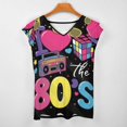 thumbnail image 3 of I Love The 80's Retro Heart Short Sleeve T Shirts Summer V Neck Tops Fashion Casual Tee Shirt, 3 of 7