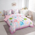 thumbnail image 3 of Manfei Colorful Dinosaur Eggs 7-Piece Twin Bedding Sets,Modern Geometric Stripe Bedding Comforter Set,Rainbow Polka Dots Sheet Sets For Girls Kids,Breathable Home Decor Reversible, 3 of 8