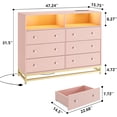 thumbnail image 4 of Commode Rose à 6 Tiroirs avec Lumières DEL RVB et Station de Recharge Intégrée : Coffre Moderne en Bois de Grande Capacité, 4 of 5