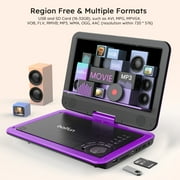 BOIFUN 12.5 Portable DVD Player with 10.5 Swivel HD Screen for Car and Kids, 5h Rechargeable Battery, Support Multiple Disc Formats/Sync TV