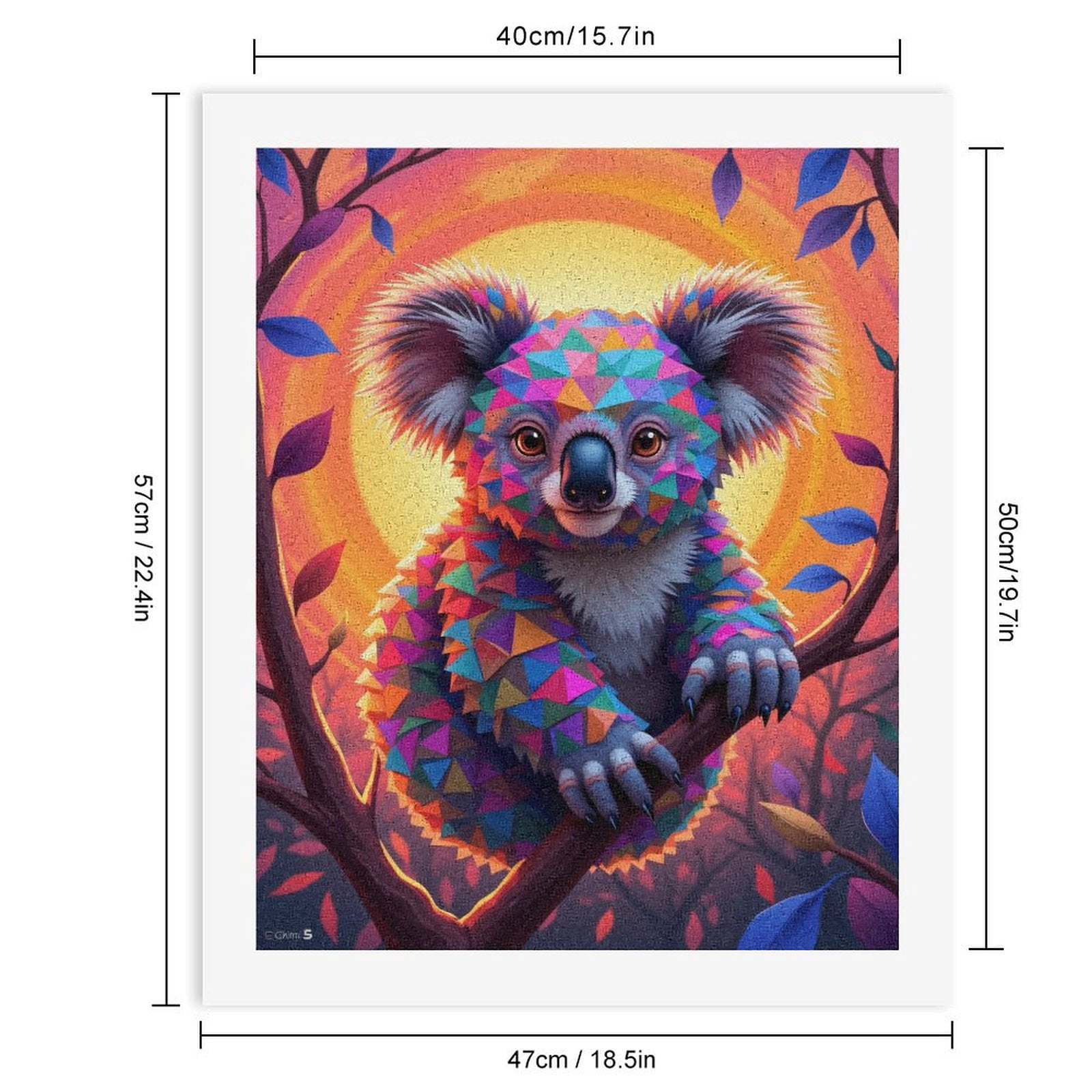 Paint By Numbers Kit for Adults Beginner - DIY Colorful Koala Geometric Art Scene Canvas Painting Kits for Adults, Frameless Paint By Number for Adults for Home Wall Decor 16x20 Inch