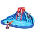thumbnail image 2 of Action Air Water Slide, Inflatable Waterslide with Large Pool, Blue Bounce House with Double Slide and Climbing Wall, 2 of 7