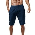 thumbnail image 1 of Gibobby Short Cargo Décontracté en Sergé pour Homme, Coton, à Cordon, Classique, Extensible, avec Poches [Navy,L], 1 of 3