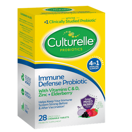 Culturelle Immune Defense Daily Probiotic, Mixed Berry Chewables, 28 Count