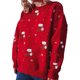 thumbnail image 2 of TRKIYQC Tops de punto de Navidad para mujer, calcetines de manga larga con cuello redondo, suéter informal suelto estampado TRKIYQC moda, 2 of 9