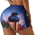thumbnail image 2 of Vsdgher Lantern On Snow With Christmas print Workout Shorts for Women Seamless Soft Smooth Gym Yoga Scrunch Active Exercise Fitness Shorts, 2 of 8