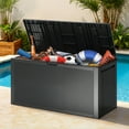 thumbnail image 2 of 90 Gallon Outdoor Storage Box, Multi-function Deck Box for Organization & Storage, And As a Bench, Waterproof Outdoor Storage Container for Patio Cushions, Gardening Tools, Pool Supplies - Black, 2 of 8