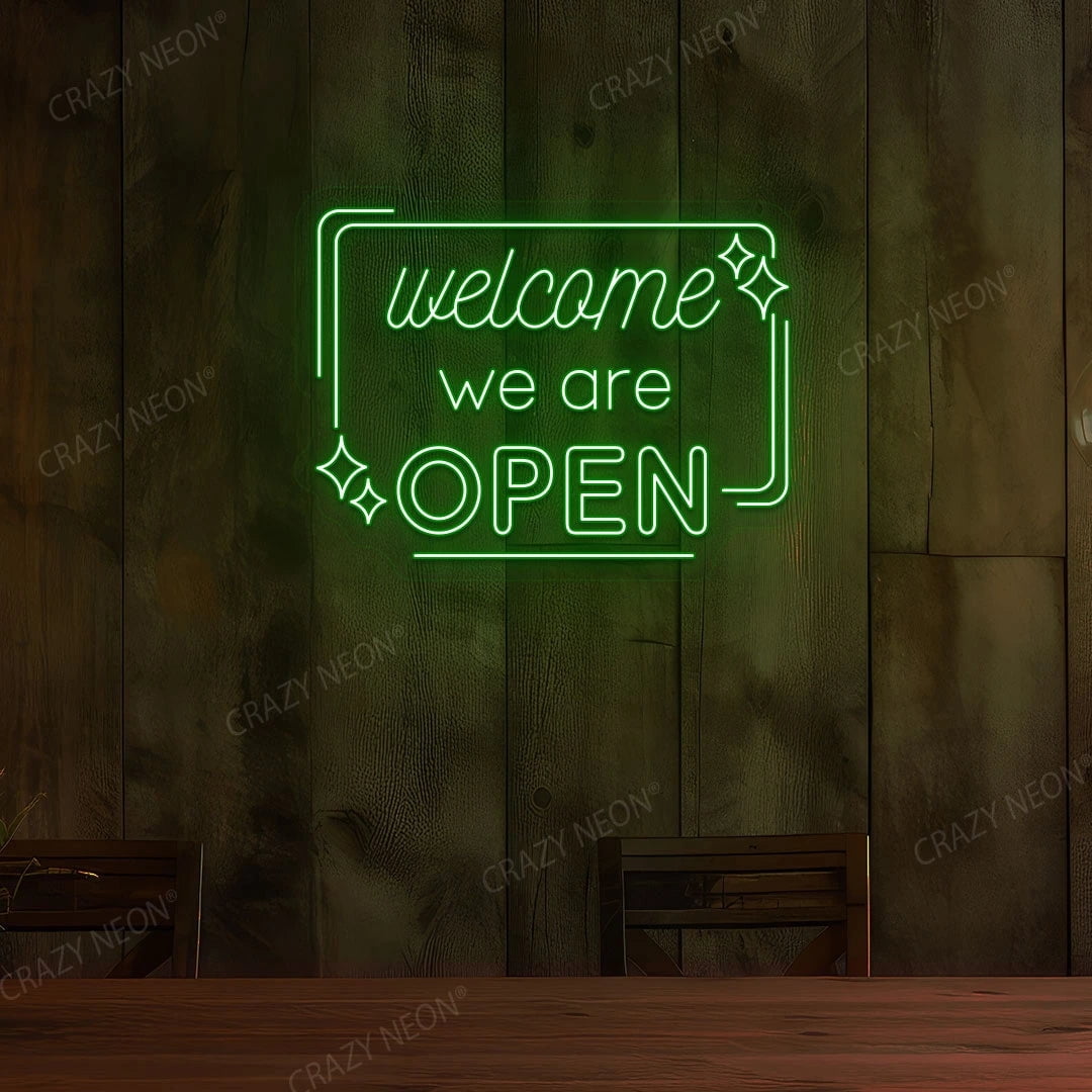 Welcome We are Open Sign (Purple, 42"(W)x31.5"(H))