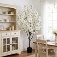 thumbnail image 6 of 6ft Cherry Blossom Artificial Tree Handmade White Cherry Tree Fake Flower Faux Plastic Green Leaves Plant Artificial Floral Plants for Home Office Indoor Outdoor Spring Party Wedding Decor, 6 of 9