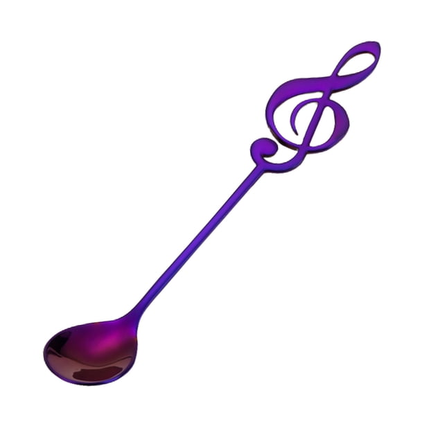 Cuchara de acero inoxidable con temática musical | Cucharilla para bar y postre con diseño de notas musicales | Utensilio de 12,9 cm apto para lavavajillas para café, helado y cócteles