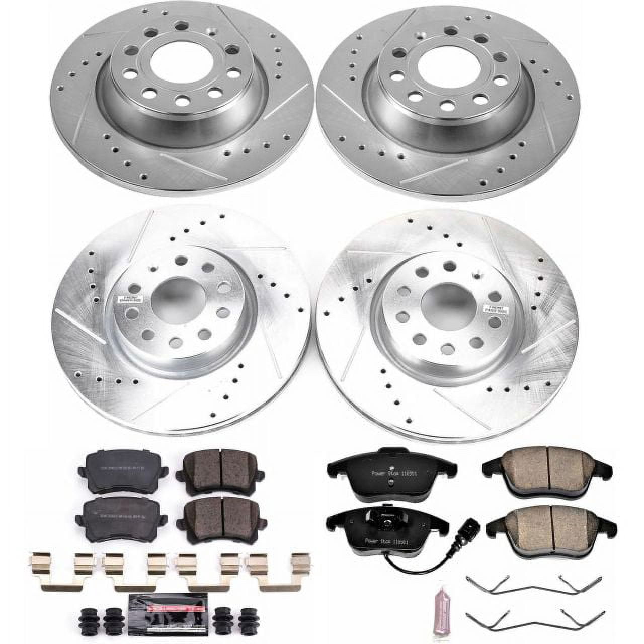 PowerStop Front and Rear Z23 Evolution Sport Carbon-Fiber Ceramic Brake Pad and Drilled & Slotted Rotor Kit Fits: AUDI Select Models K7339
