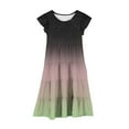 thumbnail image 4 of Feancey Girls Tiered Dresses Summer Ruffle Sleeveless Swing Dress Dressy Trendy Gradient Print A-Line Dresses Pleated Flowy Party Dress Gray 6 Years, 4 of 5
