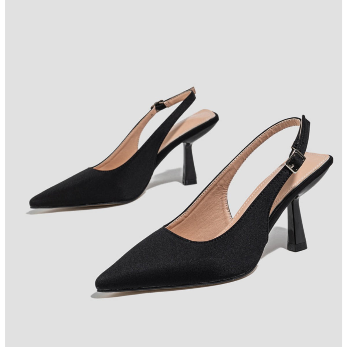Women's Elegant Slingback Shoes - Pointed Toe Kitten Heel