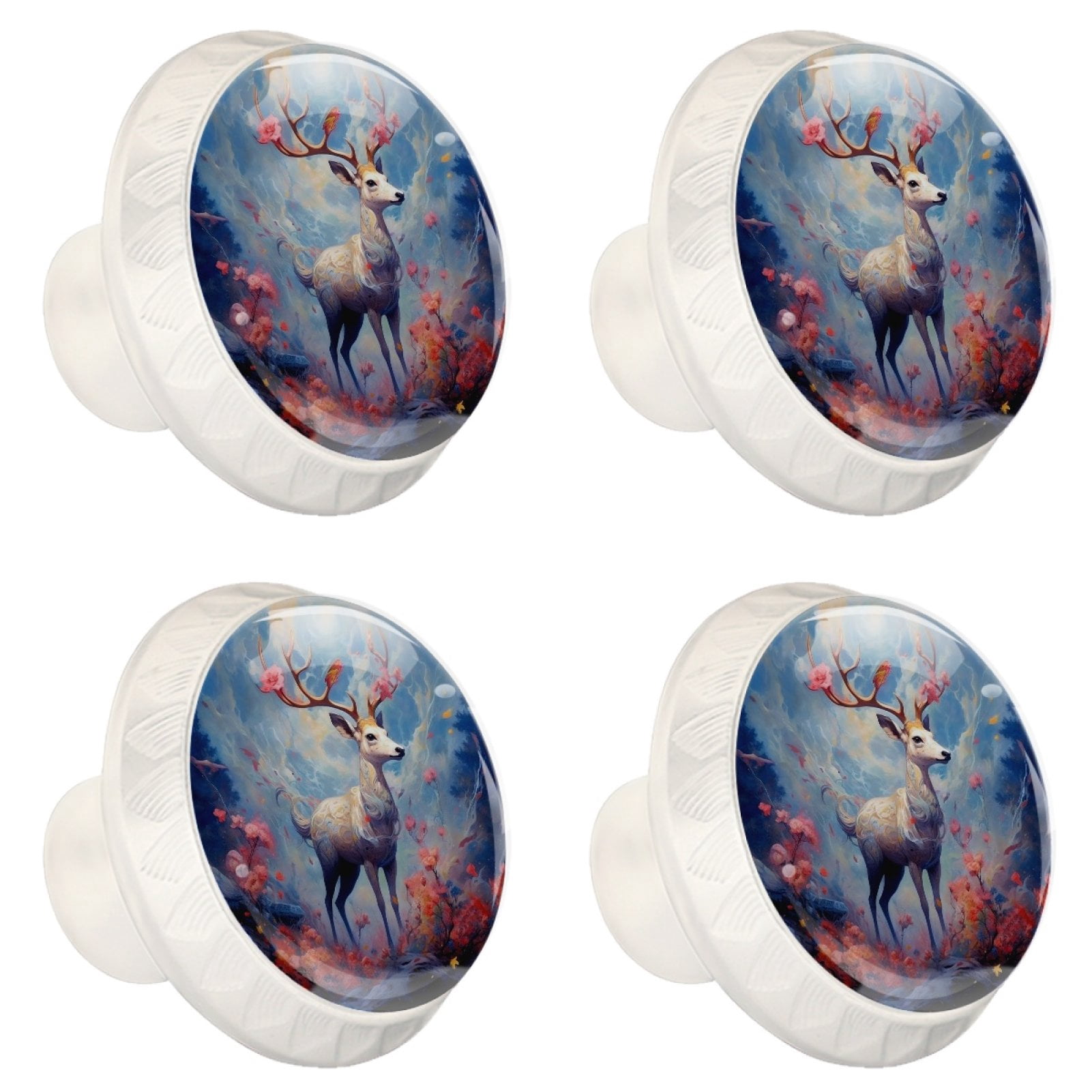 4 Pcs Deer Knobs for Kitchen Cabinet Cupboard Dresser Bookcase Drawer Pulls Handles Round Home Decor