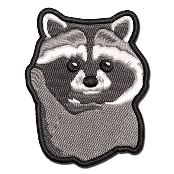 Baby Pocket Raccoon Applique Multi-Color Embroidered Iron-On Patch - 2.5 Inch Small