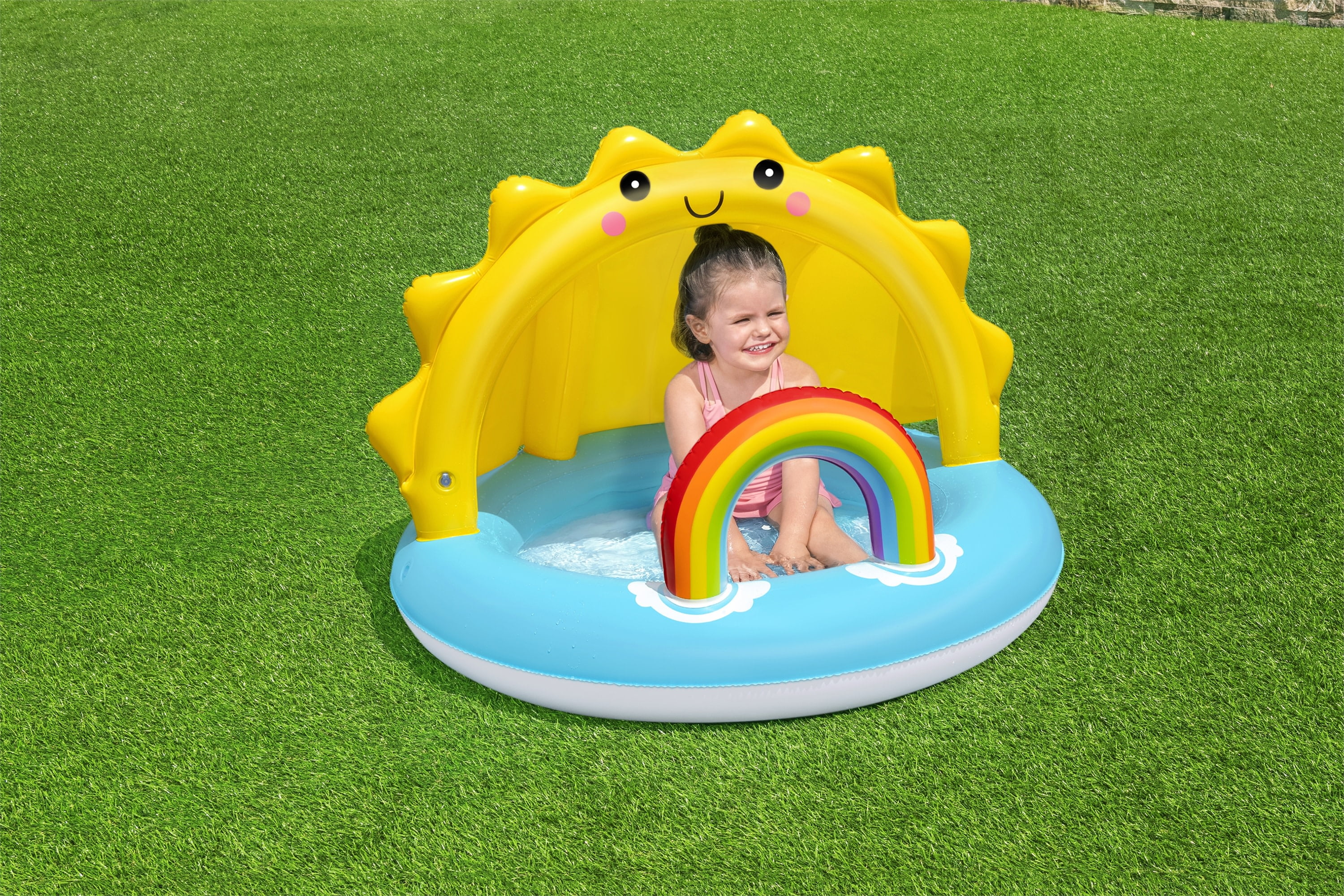 Baby inflatable hot sale pool with shade