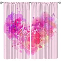 Music Blackout Curtains for Bar KTV Concert Hall, Abstract Grunge Style Kids Rod Pocket Curtains, Notes Cheerful Artwork Window Treatments Dust-Proof for Living Room Bedroom Classroom-W84xL84in
