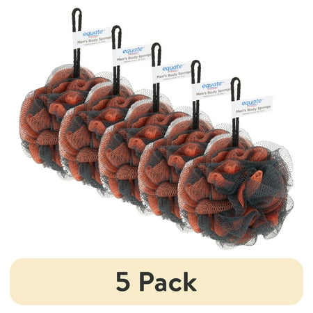 (5 pack) Equate Men's Body Sponge, Color May Vary
