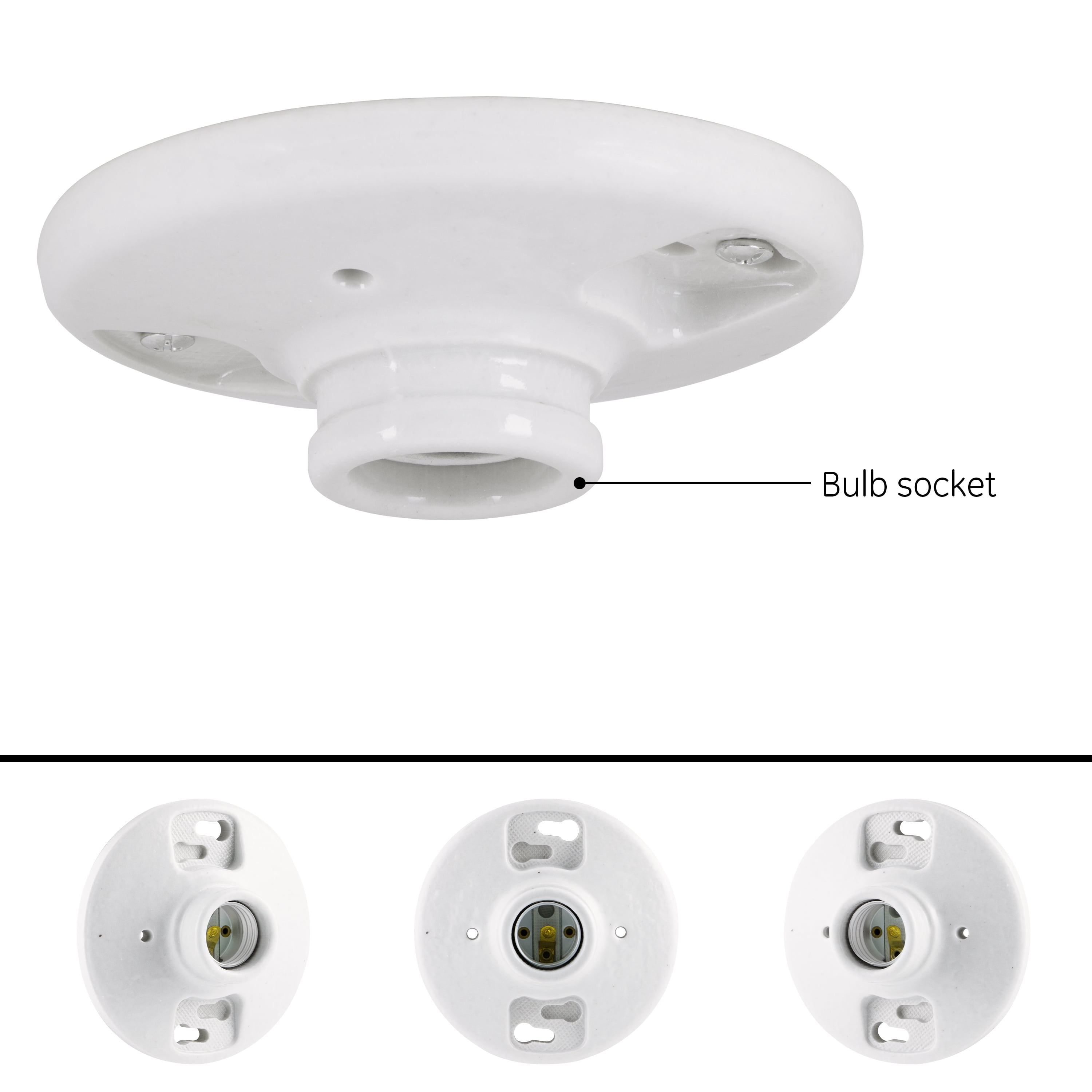 General Electric Ceiling Lighting Lamp Holder, Keyless, Medium Base, White - 18304