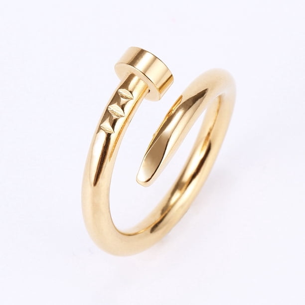 Anillo De Uñas De Oro Rosa De 18 Quilates De Acero De Titanio Sin Decoloración Diamante Que Combina Con Todo Dedo Índice Inoxidable