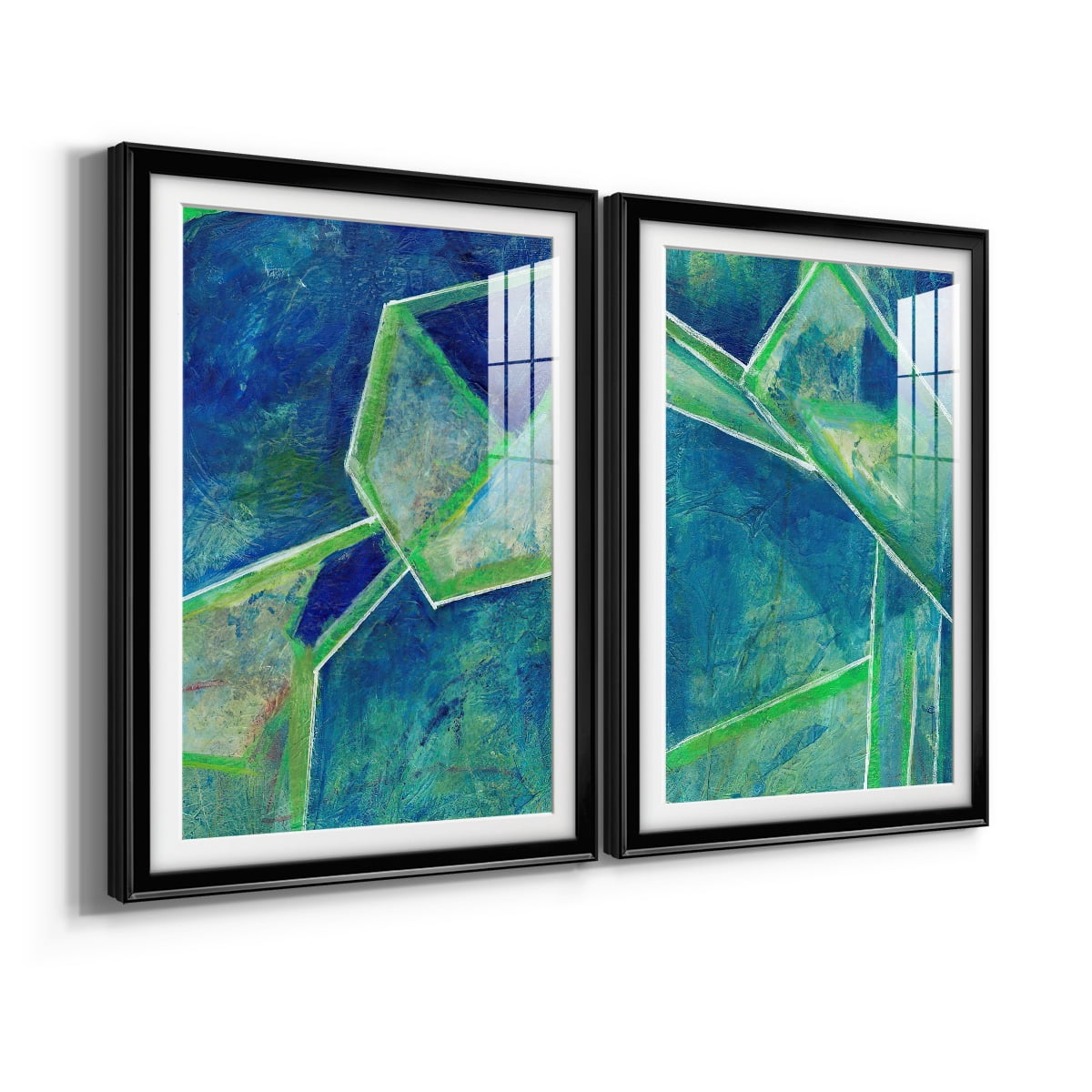 Wexford Home Geometric in Cool III Premium Framed Print, 22.5" x 30.5" - Ready to Hang, Black (Set of 2)
