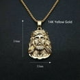 thumbnail image 4 of Hip Hop Jesus Head 14K Yellow Gold  Pendant Necklace Vintage Luxury Christian Chain For Men Women Religious Jewelry, 4 of 8