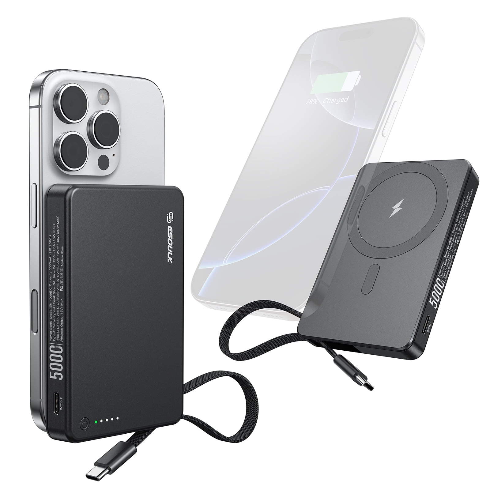 Anker 3-in-1 Portable iPhone Charger, 10,000mAh Power Bank