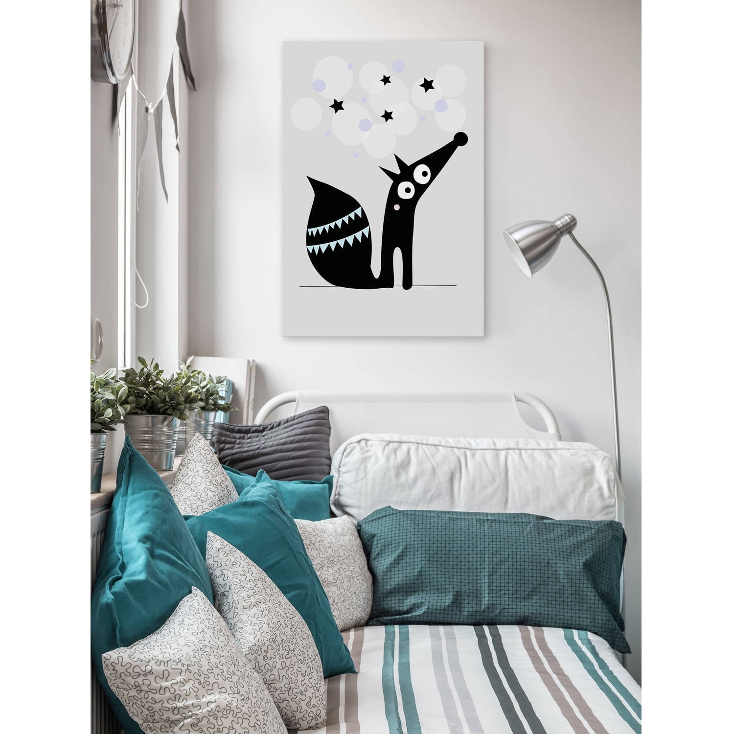 Marmont Hill "Black Star Dog" by Katarina Snygg Painting Print on Wrapped Canvas
