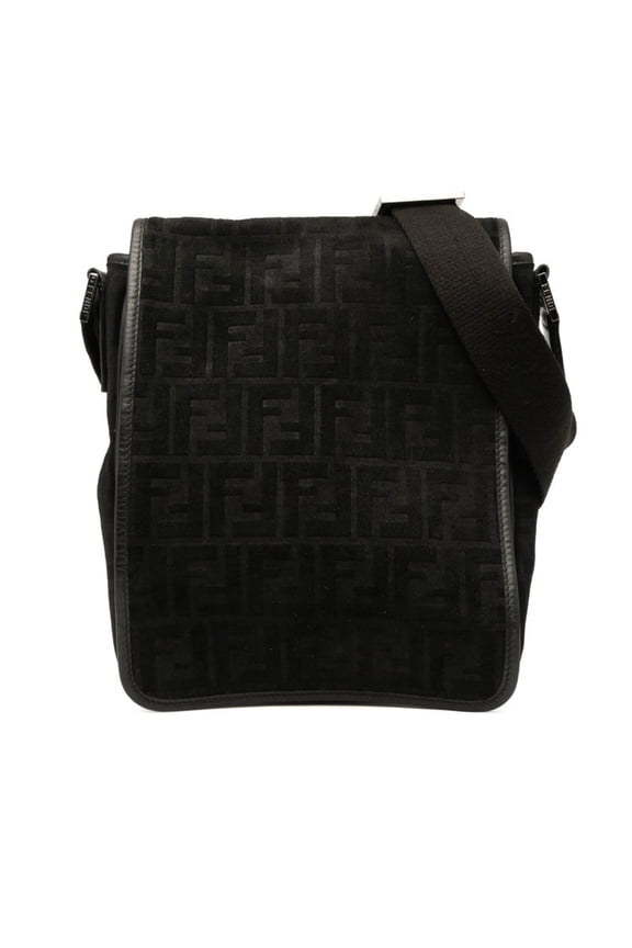 Pre-Owned Fendi Zucca Messenger Bag, Crossbody Shoulder 7VA215, Black Leather and Suede, Men's,...