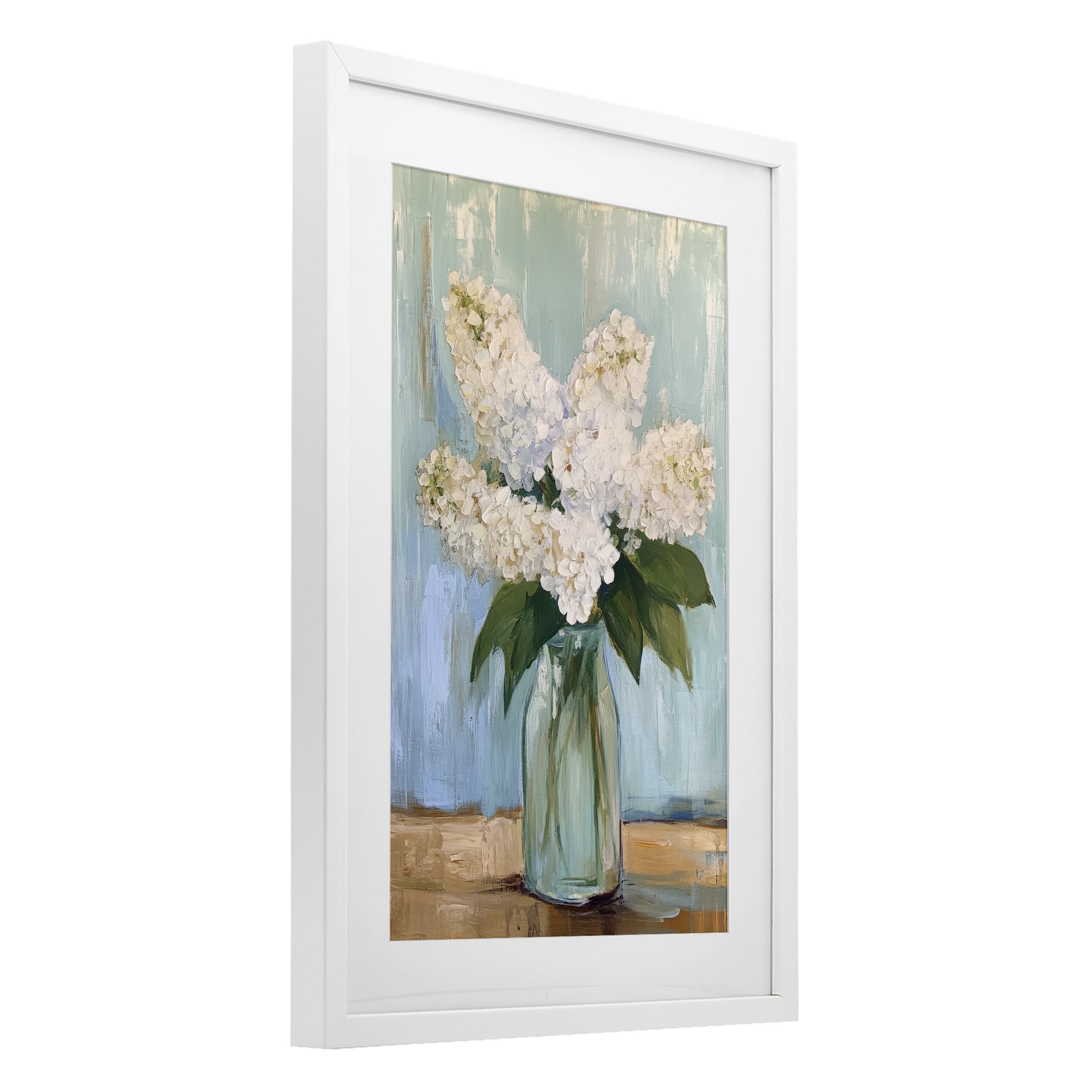 Stupell Industries Tall Flowers in Glass Vase White Framed Print Under Glass, design by Petal Prints Design