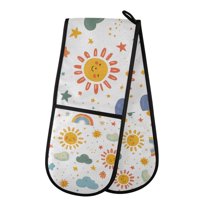 Yayeee Double Oven Mitt Kitchen Heat Resistant Baking 35" x7" Quilted Glove, Rainbows Pattern