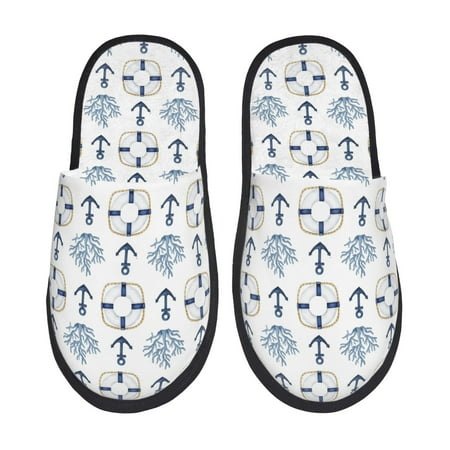 Balery Sea Vacations Slient Indoor Furry Fleece Comfort House Shoes Soft Non-Slip Home Shoes Cotton slippers House Slippers-- Large