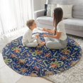 thumbnail image 3 of Blue Christmas Candy Cane Pattern Round Blanket,Comfortable Soft Flannel Throw Blanket,All Season,Warm Lightweight Blankets for Sofa Bed Couch Living Room Chair 60"x60", 3 of 5